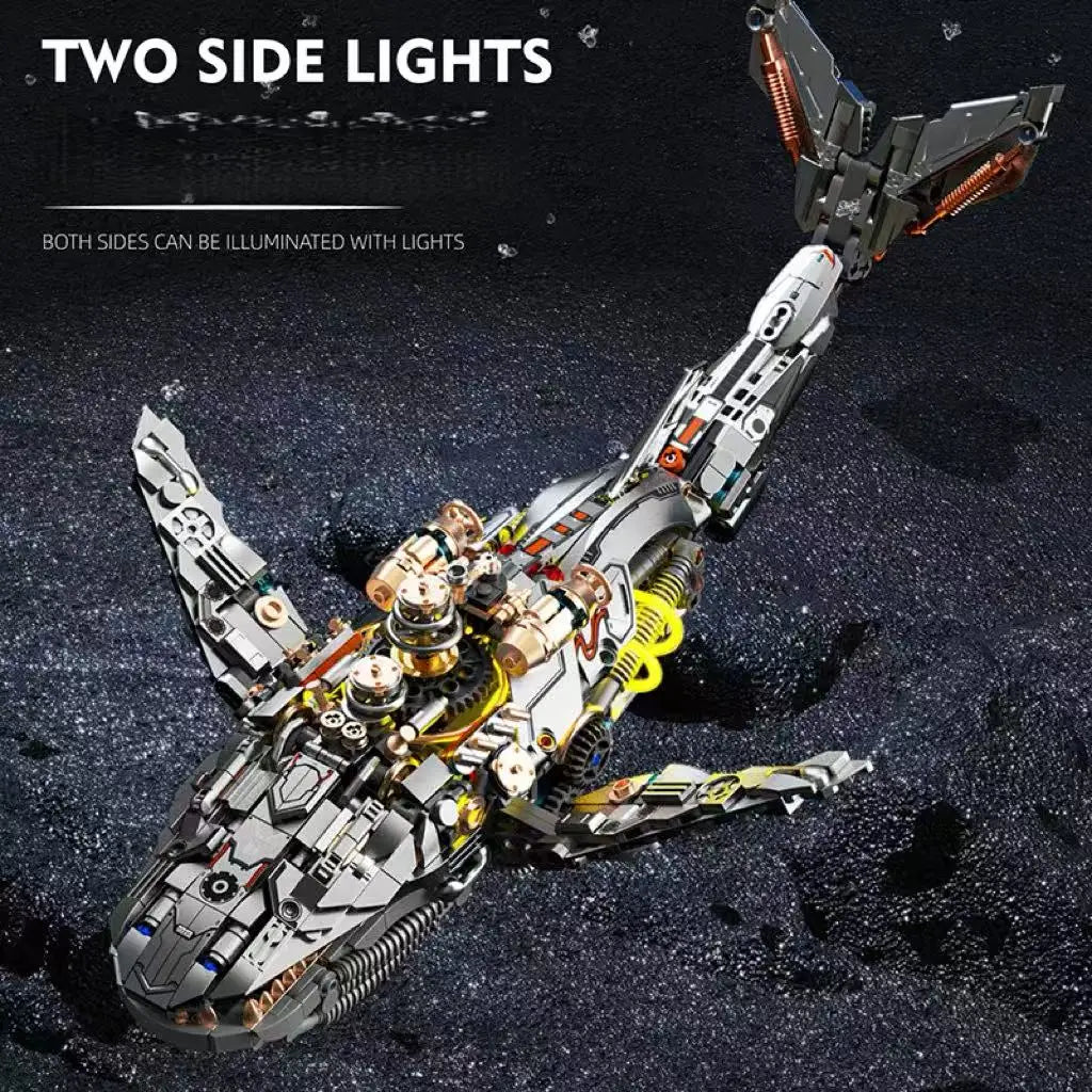 Mechanical Animal Building Blocks – T-Rex, Whale, Parrot, Devil Ray & Shark Model with Lights for Kids & Adults