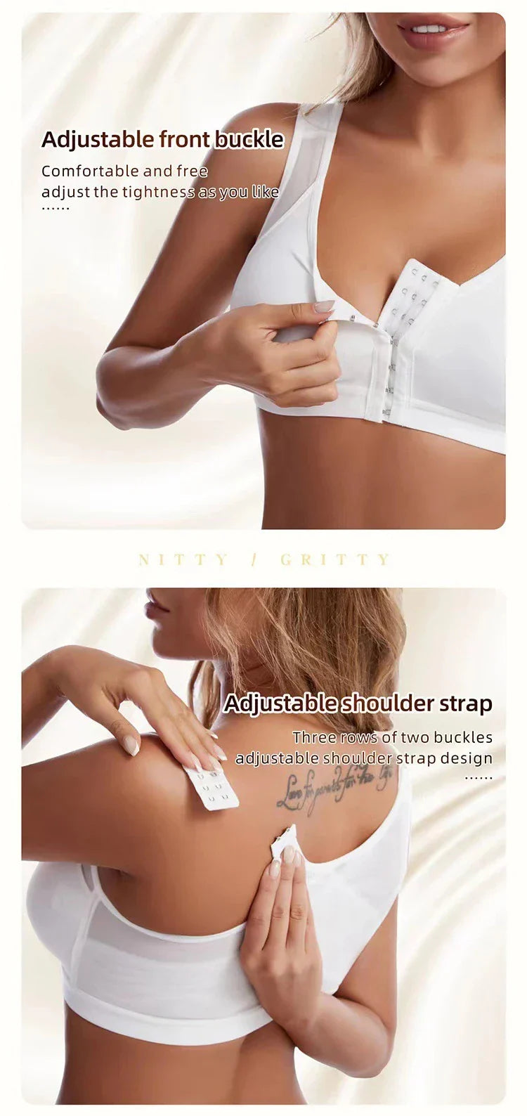 S-5XL Front Closure Posture Corrector Bra – Lift-Up Push-Up Sports Bra with Cross Back for Women, Shockproof Support