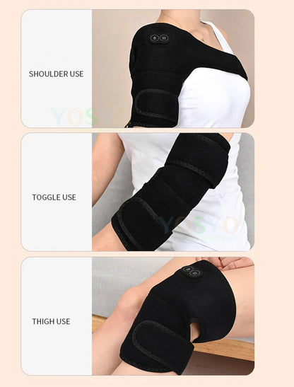 Electric Shoulder Brace & Heated Knee Massager - Vibration Massage Support Strap with Adjustable Three Heating Levels