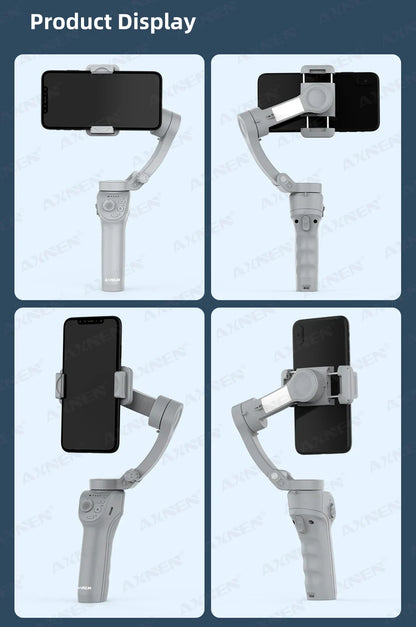 3 Axis Handheld Gimbal Stabilizer with Fill Light – Smartphone Stabilizer for iPhone & Android, Face Tracking, TikTok, Vlog – HQ6