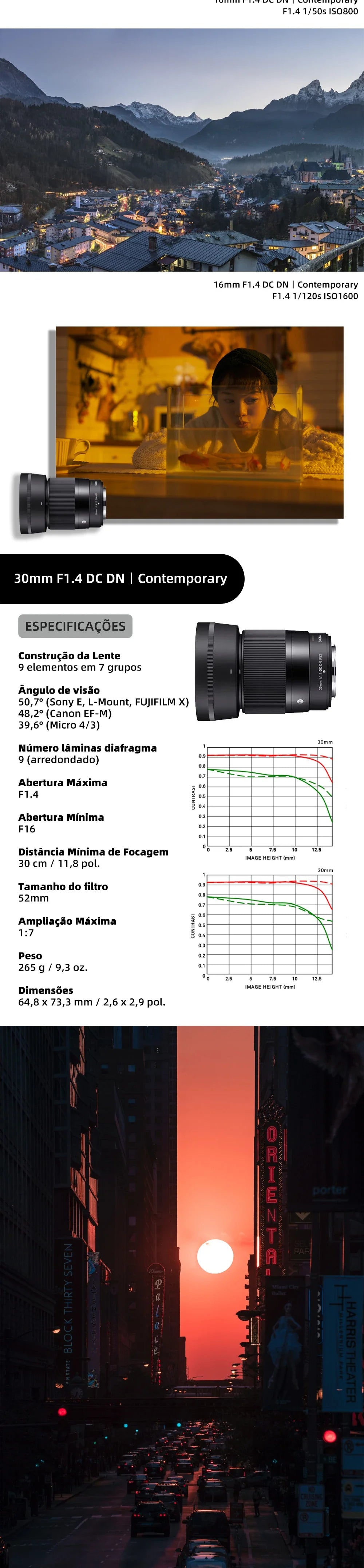Sigma 16mm F1.4 DC DN Contemporary Lens – Wide Angle Mirrorless Camera Lens for Sony ZVE10, Canon EFM, Fujifilm XF, Nikon Z30/Z50