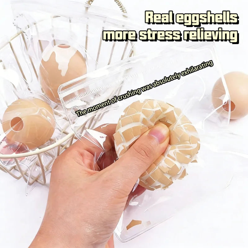 Soft Simulated Egg Stress Relief Toy - Novel Squeeze Fidget Toy for Kids & Adults, Disposable Eggshell Design