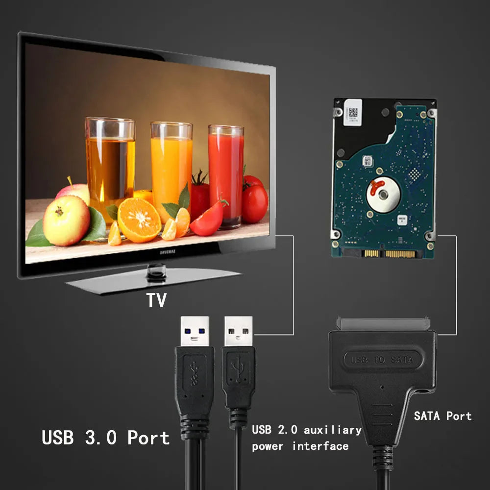 SATA to USB 3.0 Cable – 6 Gbps Adapter for 2.5 Inch External HDD/SSD, SATA III 22-Pin to USB 3.0 Cord