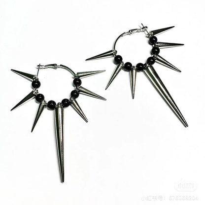 Grunge Rock Rivet Hoop Earrings – Cool Hip Hop & Punk Earrings for Women, E-Girl Fashion Korean Jewelry