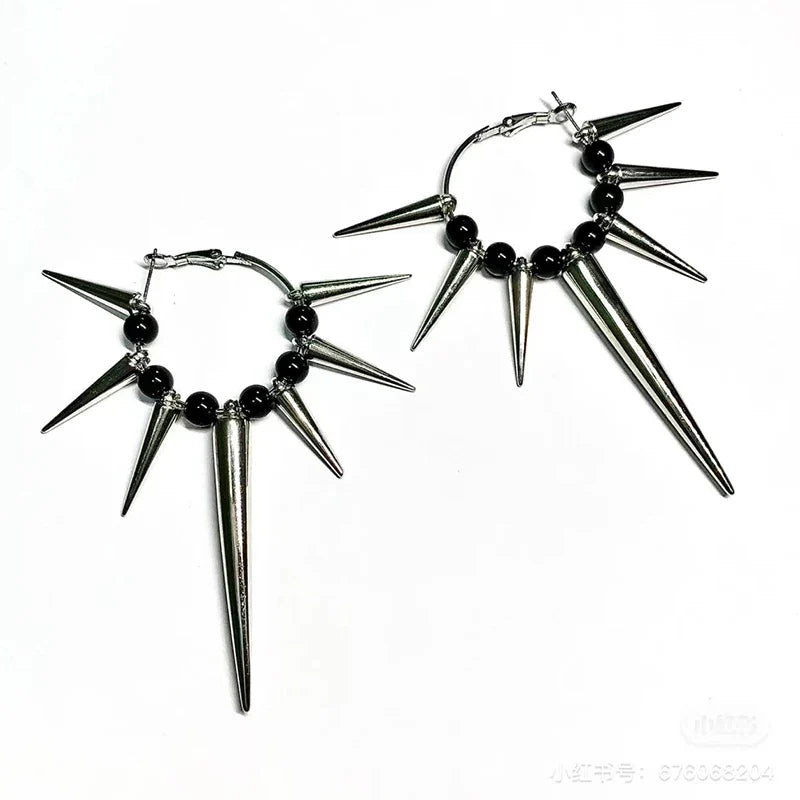 Grunge Rock Rivet Hoop Earrings – Cool Hip Hop & Punk Earrings for Women, E-Girl Fashion Korean Jewelry