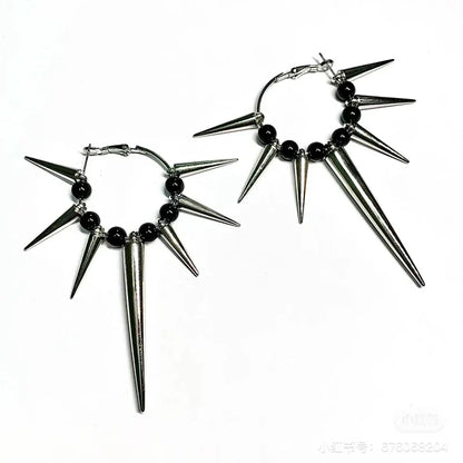Grunge Rock Rivet Hoop Earrings – Cool Hip Hop & Punk Earrings for Women, E-Girl Fashion Korean Jewelry