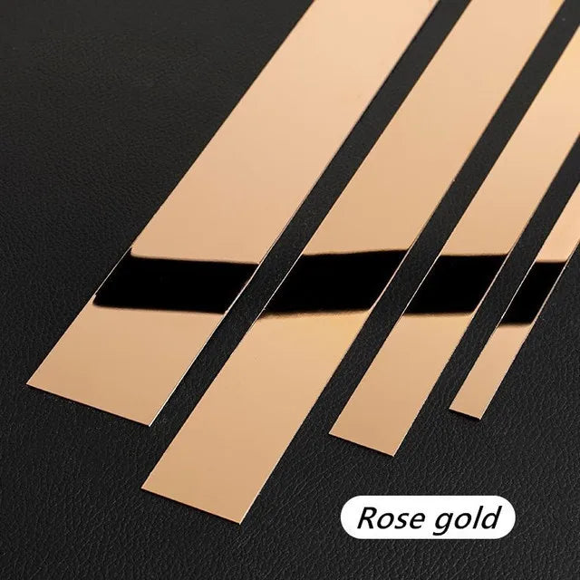 Gold Stainless Steel Wall Sticker – Decorative Flat Titanium Mirror Edge Strip for Living Room & Ceiling Decor