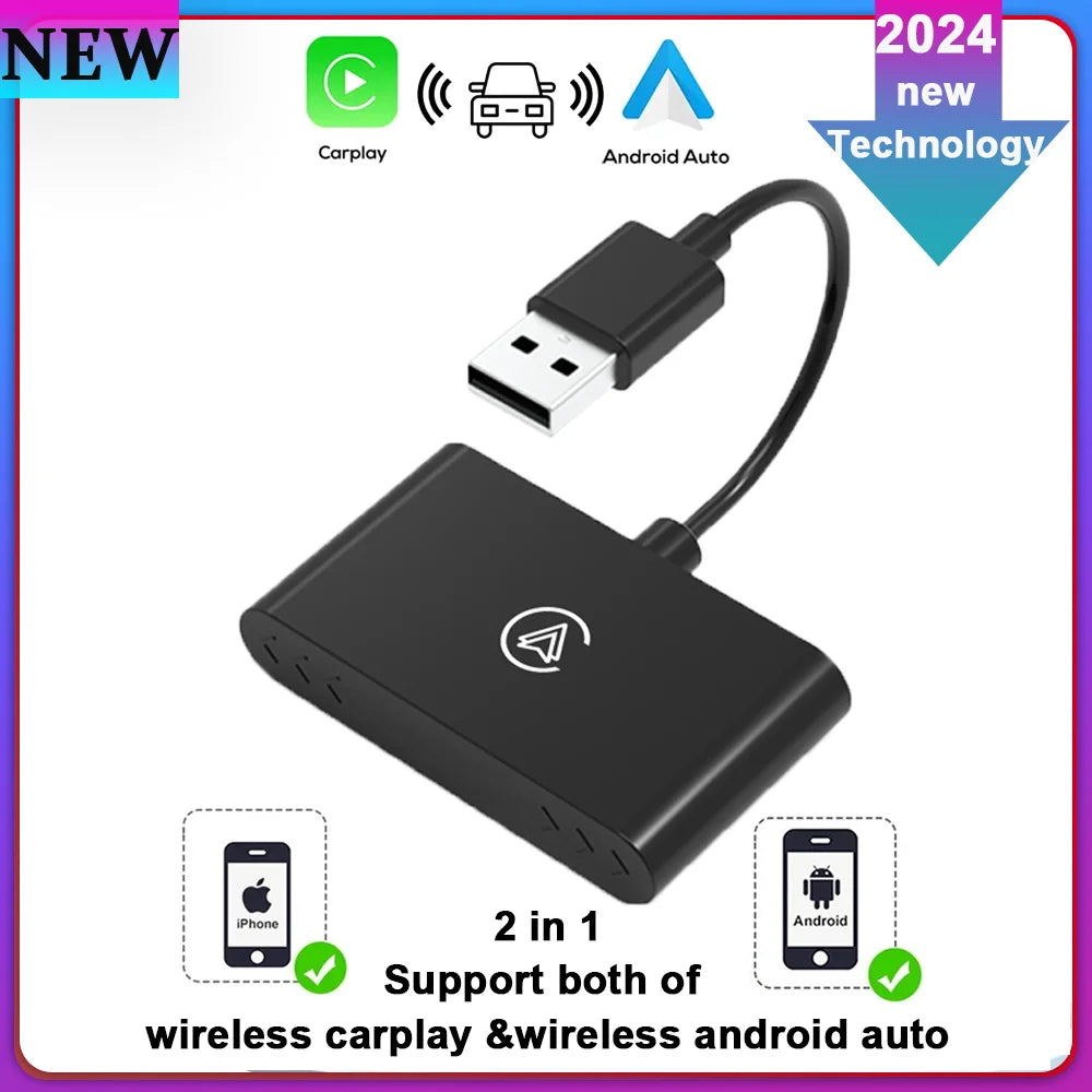 NEW 2-in-1 Wireless Mini Box - CarPlay & Android Auto Adapter | Smart Plug and Play Dongle with Bluetooth & WiFi Fast Connect