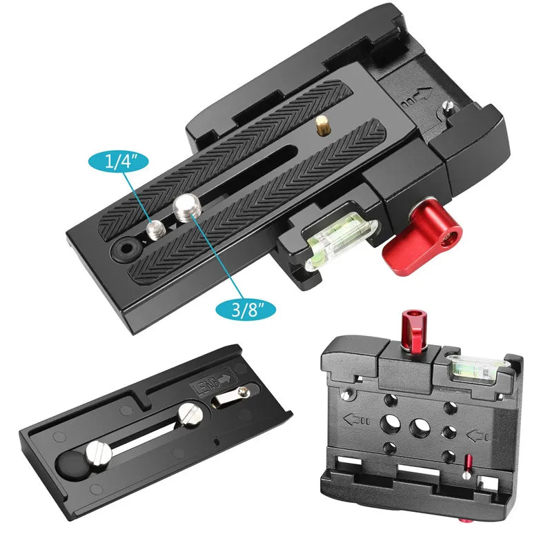 Quick Release Plate Adapter for Manfrotto 501/503/701HDV – Aluminium Tripod Clamp Replacement Kit 577/519/561/Q5 Compatible