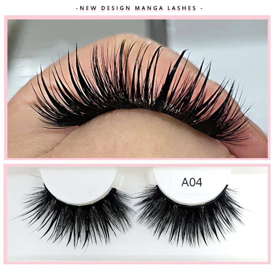 RED SIREN Wet Manga Lashes – Long, Thick Natural Fake Eyelashes for Korean Makeup Fashion