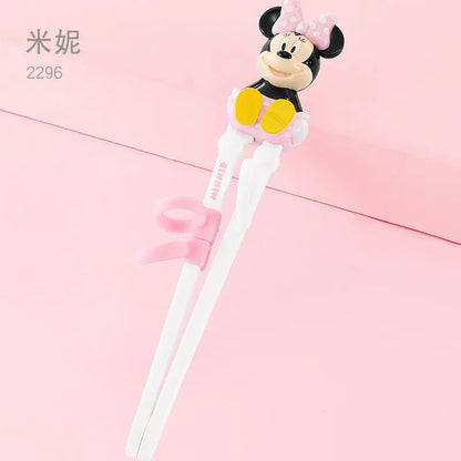 Disney Kids Tableware Set — Lightning McQueen, Mickey, Minnie, Stitch & Princess Elsa Training Chopsticks and Spoons