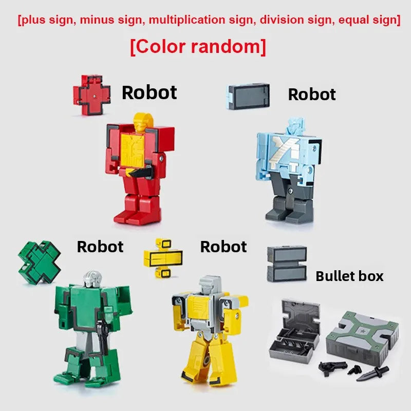 Transforming Robot Action Figure Set – Car Model Alphabet & Math Educational Deformation Toys for Kids Learning & Play