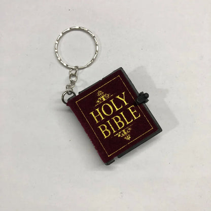 Mini English Holy Bible Keychain - Christian Jesus Cross & Muslim Keyring, Prayer God Bless Charm for Women’s Bag