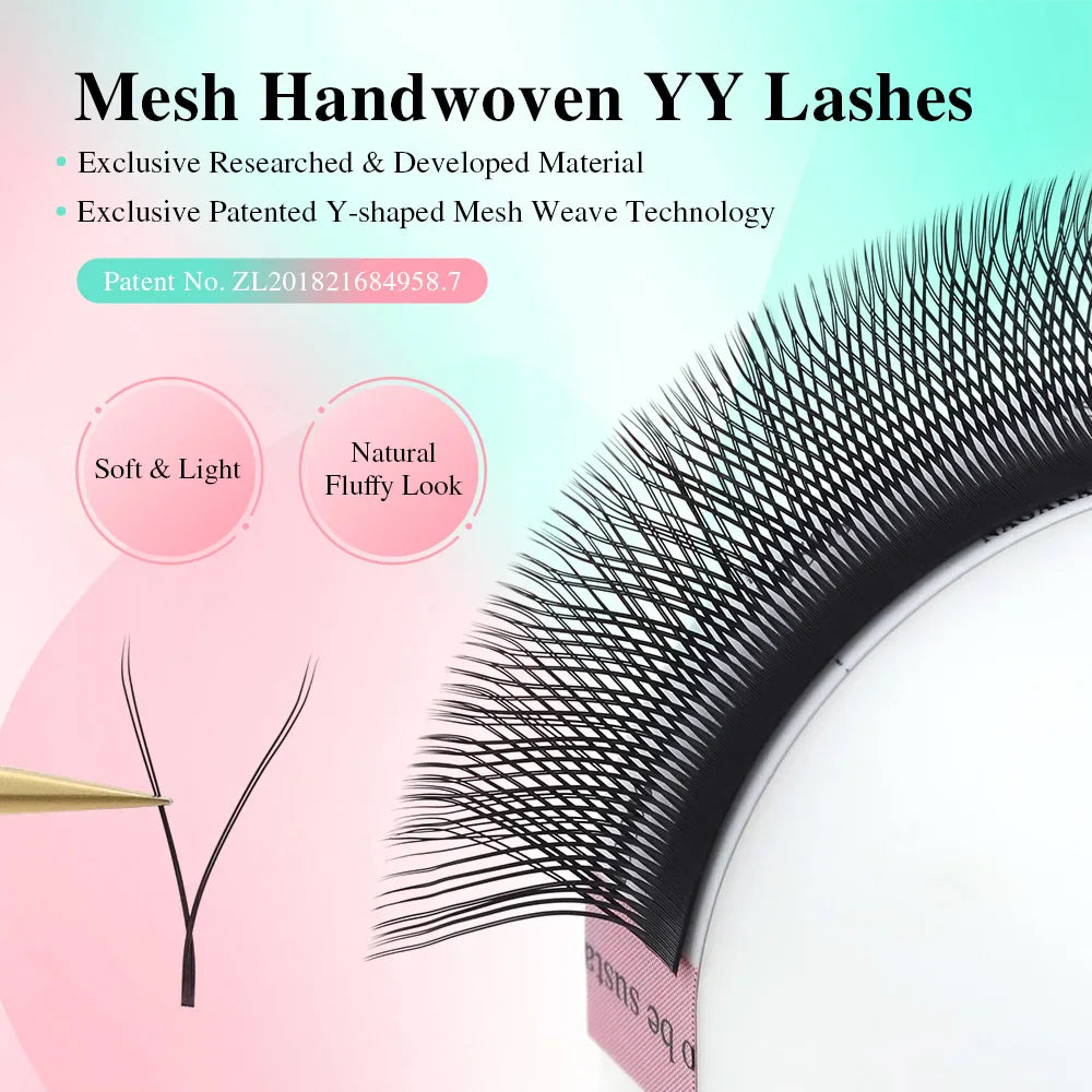 NAGARAKU YY Mesh Lash Extensions – Premium Mink Soft Light Natural 4D Y-Shape Eyelashes for Cross Bloom Makeup