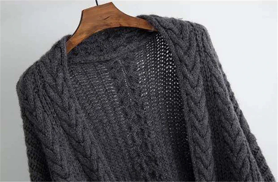 Women's Hollow Out Knitted Cardigan Coat – Casual Loose Fit, Big Size 4XL, Long Gilet Sweater Jacket