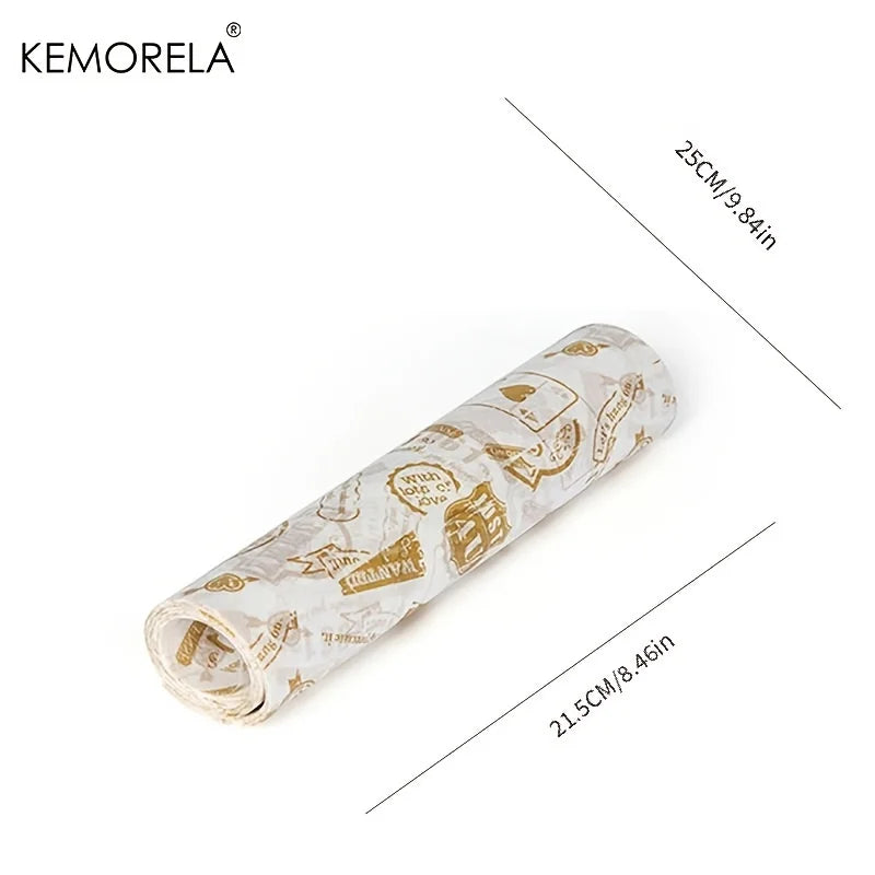 Wax Paper Food Wrappers 50Pcs/Lot | Food Grade Grease Paper for Bread, Sandwich, Burger | Oilpaper Baking Tool by KEMORELA