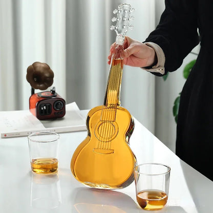 High Borosilicate Glass Wine Decanter – Guitar & Violin Shaped Thickened Transparent Bottle, Decorative Craft Wine Set