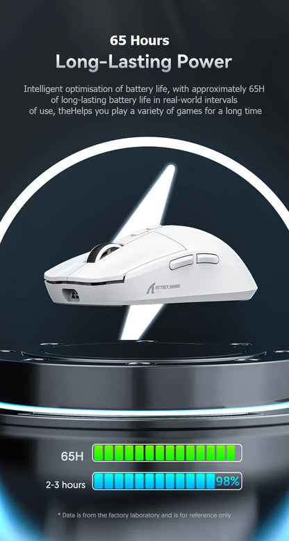 Attack Shark X6 PAW3395 Bluetooth Gaming Mouse — Tri-Mode Connection with RGB Touch, Magnetic Charging Base & Macro Functions