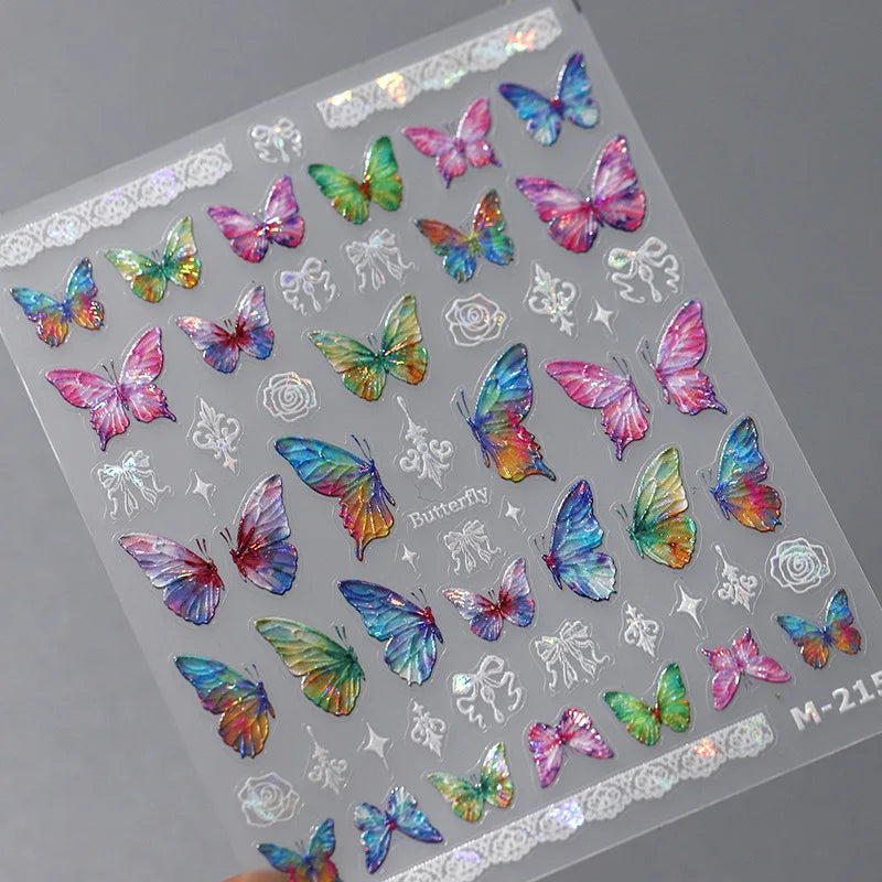 5D Glitter Butterfly Nail Sticker – Kawaii Aurora Nail Art Decal for DIY Manicure & Nail Decorations