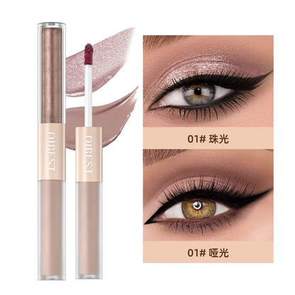 QIBEST Double-Head Glitter Liquid Eyeshadow – Contour Blush, Shimmer & Matte Pigment for Natural Cheek & Eye Makeup