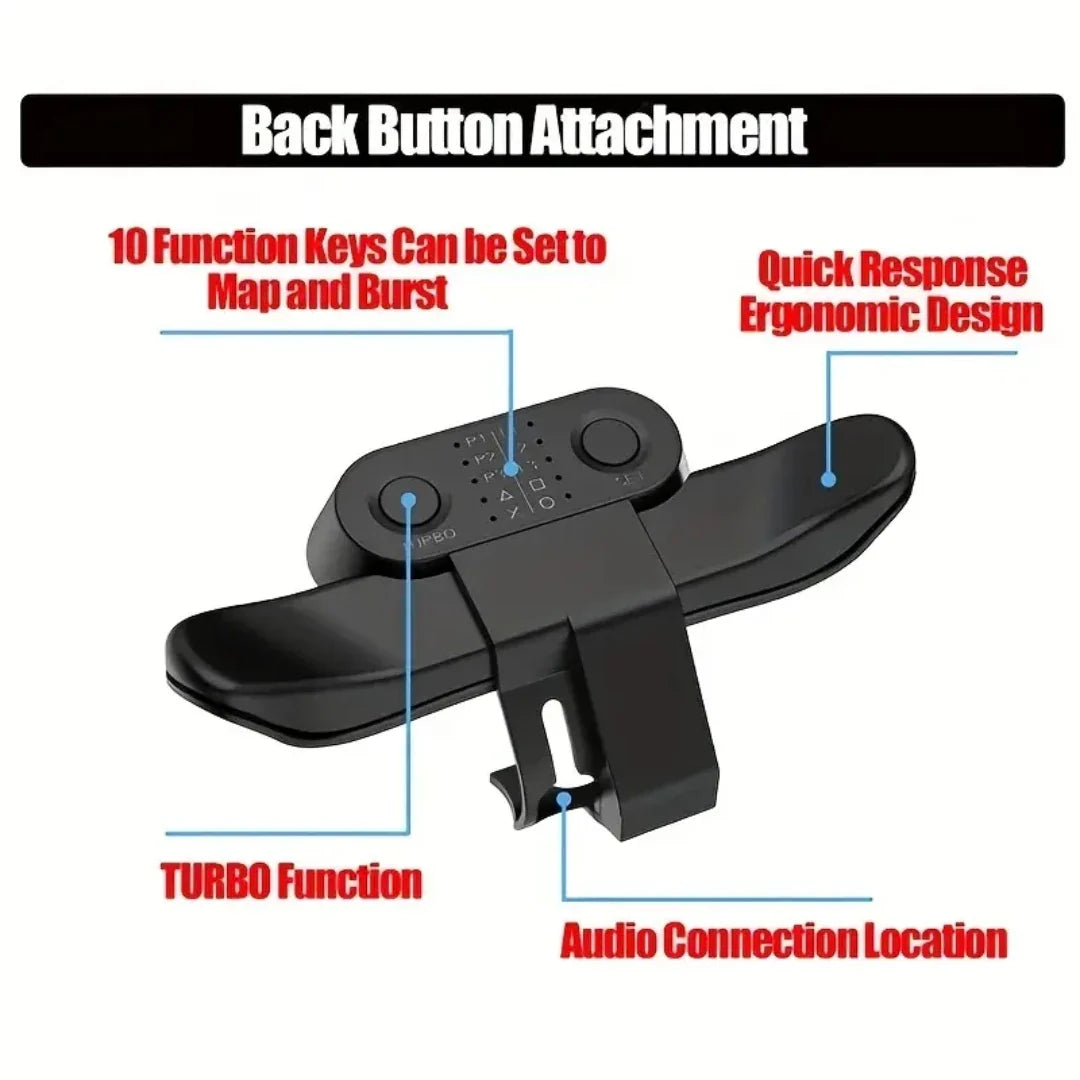 PS4 DualShock Gamepad Rear Extension Key Adapter — Turbo Back Button Attachment for PS4 Controller Accessories