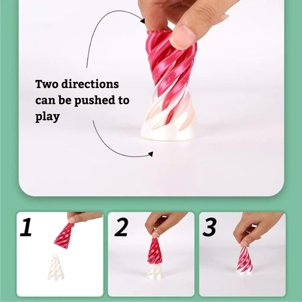 3D Printed Spiral Cone Toy - Impossible Pyramid Pass-Through Sculpture, Mini Vortex Thread Illusion