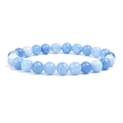 Natural Stone Bead Bracelet - Amethyst Crystal Quartz Aquamarine Jade Agate Elastic Bangle Jewelry for Women & Men