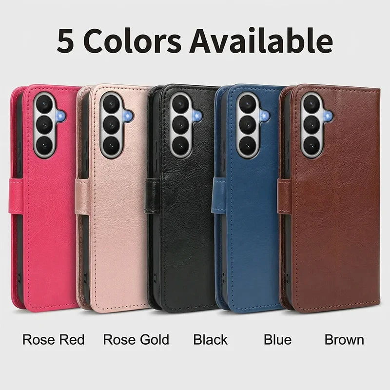 Samsung Galaxy A17–A07–A06–A05–A05S–A04E–A04–A04S–A16–A15–A25–A35–A55–A54–A34–A24–A02 Case - Flip Leather Wallet Cover with Card Slot