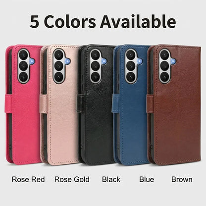 Samsung Galaxy A17–A07–A06–A05–A05S–A04E–A04–A04S–A16–A15–A25–A35–A55–A54–A34–A24–A02 Case - Flip Leather Wallet Cover with Card Slot