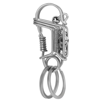 Stainless Steel Skull Keychain — Handmade Matte Round Bead Charm, Mechanical Car Key Ring for Men