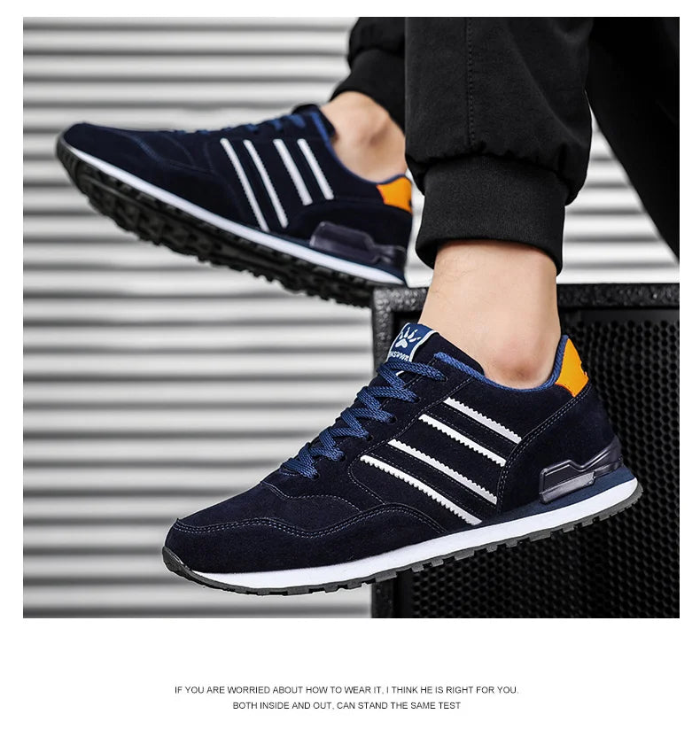 Men's Casual Artificial Leather Sneakers – Lightweight Breathable Lace-Up Flats for Spring & Outdoor Wear