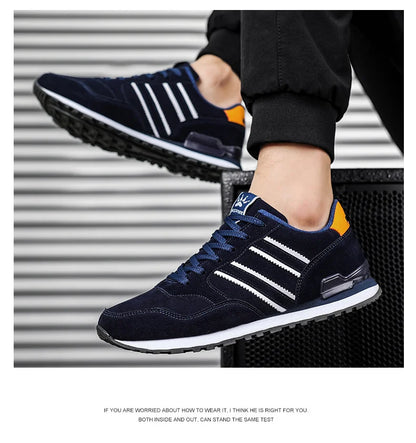Men's Casual Artificial Leather Sneakers – Lightweight Breathable Lace-Up Flats for Spring & Outdoor Wear