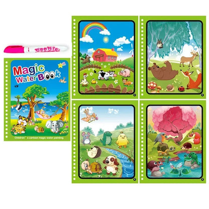 Children's Early Education Magical Water Drawing Book – Reusable Coloring Book with Pen, Creative Educational Toy Gift