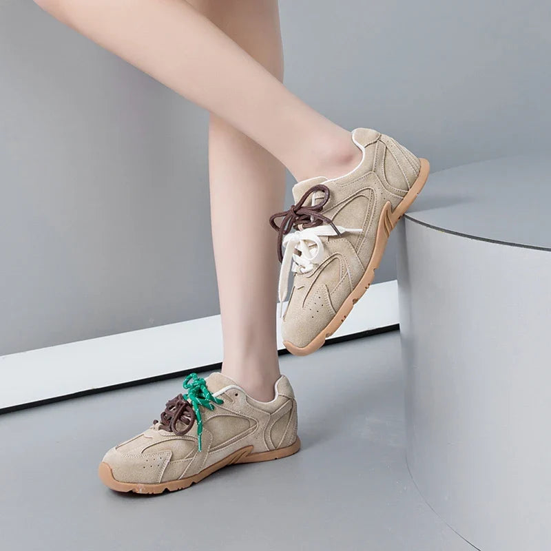 AIYUQI Women’s Sneakers 2025 — Non-Slip Leather Running & Training Shoes, Flat Large-Size Sports Shoes