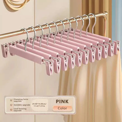 5PCS Adjustable Pants Hangers - Space Saving Anti Slip Metal Clips Rack for Skirts, Clothes, Socks & Lingerie Organizer