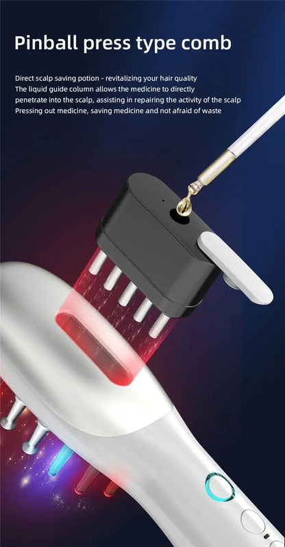 Electric EMS Scalp Massager Comb – LED Light Head Massager with Hair Oil Applicator for Relaxation & Hair Growth, Suitable for All Hairstyles