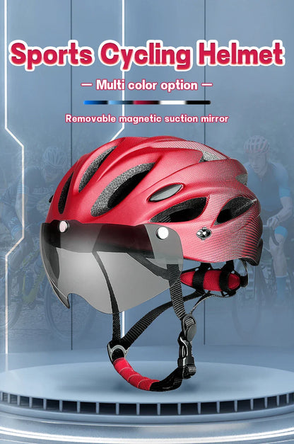 Adult Bike Helmet with LED Tail Light – Lightweight & Breathable Cycling Helmet (58-62cm), Colorful Bicycle Accessory