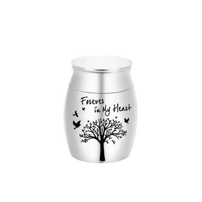 7-Color Small Keepsake Urn – Tree of Life Mini Cremation Urn for Human Ashes, Aluminum Memorial Holder