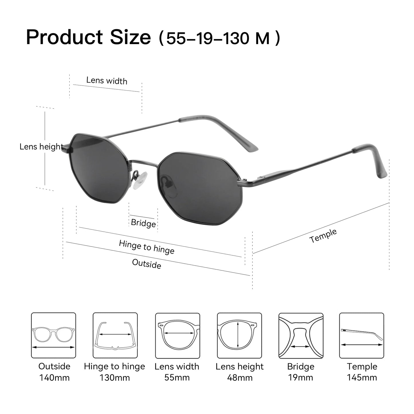 ZENOTTIC Retro Small Polygon Polarized Sunglasses — Metal UV400 Anti-Glare Shades for Men & Women, Driving & Outdoor Eyewear