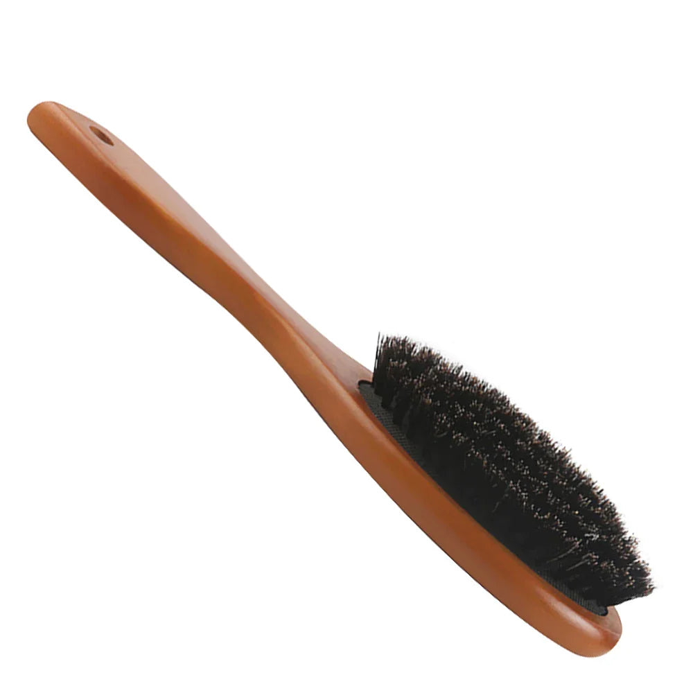 Natural Boar Bristle Hair Brush — Anti-Static Wooden Oval Comb for Women’s Hair Styling