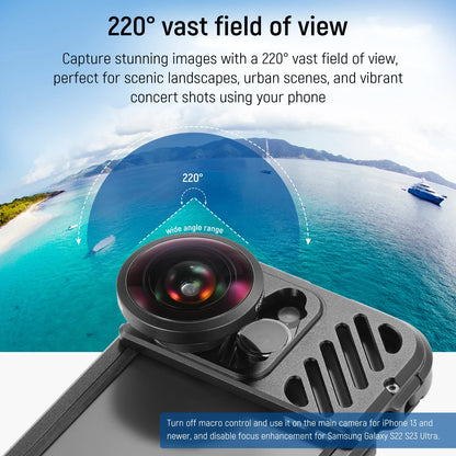 NEEWER HD 8mm 220° Fisheye Phone Lens (Lens Only) — 17mm Thread Backplate, SmallRig Compatible for iPhone & Samsung