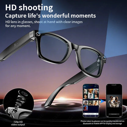 Smart AI Glasses — Video Recording, Photo Recognition, Translation, Bluetooth with 260mAh Battery, IP65 Waterproof