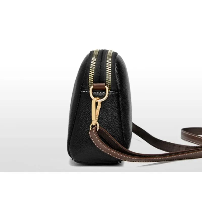 100% Genuine Leather Shoulder Bag for Women - Luxury Designer Cowhide Flap Handbag and Crossbody Messenger Bag