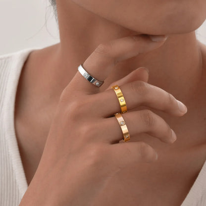 Gold-Plated Cubic Zirconia Love Ring — Promise & Wedding Band for Women