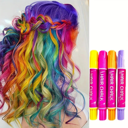 10-Piece Hair Chalk Pen Set – Temporary Washable Non-Toxic Hair Color for Festivals, Halloween & Parties