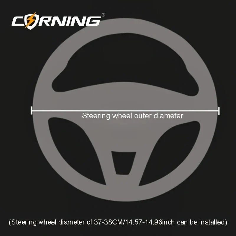 38cm PU Leather Steering Wheel Cover — Anti-Slip, Breathable Fiber Braid, Universal Car Accessory