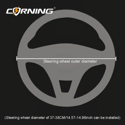 38cm PU Leather Steering Wheel Cover — Anti-Slip, Breathable Fiber Braid, Universal Car Accessory
