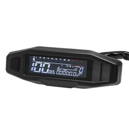 AD Universal Motorcycle Digital Speedometer – LED Tachometer Dashboard Instrument Panel with LCD Display & Y Bracket