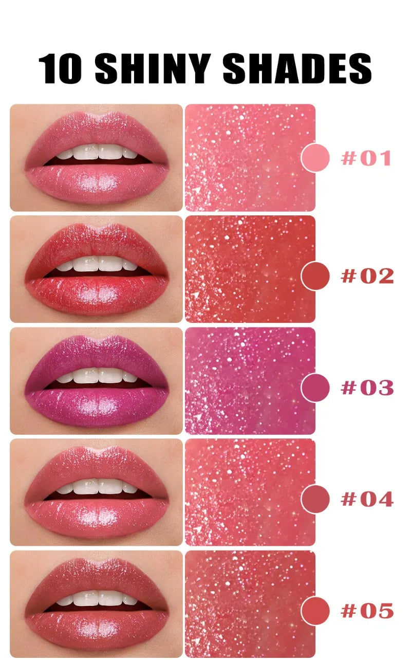 Diamond Pearlescent Waterproof Lipstick – Long-Lasting Matte Velvet Red Lip Makeup Cosmetics