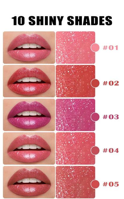 Diamond Pearlescent Waterproof Lipstick – Long-Lasting Matte Velvet Red Lip Makeup Cosmetics